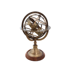 Vintage Brass Desk Globe | Decorative World Map Globe for Office <b>Table</b> <b>Study</b> Room | Educational Home Decor Display Accent - Product Image 1
