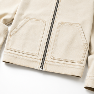 Veste en jean vintage imperméable et respirante sur mesure avec fermeture éclair verticale, poches à rabat sur la poitrine et grandes poches plaquées – Vêtement d'extérieur décontracté - Product Image 5