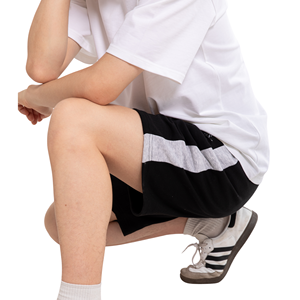 Shorts Bermuda en coton gris pour homme avec bande latérale et taille élastique – Tenue décontractée et sportive - Product Image 6