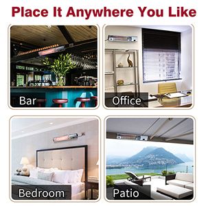 Stufa Elettrica da Parete Super Silenziosa 1500W con Telecomando per Patio, Camera da Letto e Ufficio - Product Image 4