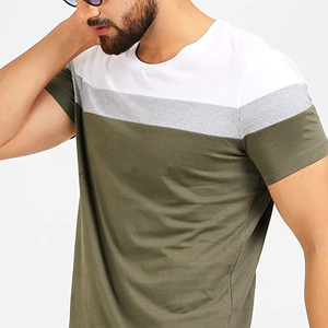 T-shirt à manches courtes pour homme, col rond, tricoté, design uni, vert, blanc, gris - Product Image 4