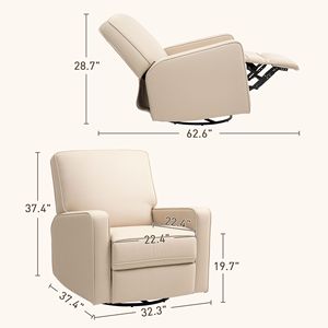 Poltrona Reclinabile Manuale Beige con Cuscino Spesso, Tessuto Traspirante, Meccanismo di Azionamento a Distanza per Adulti in Soggiorno - Product Image 3
