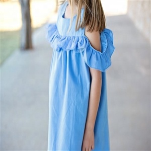 ชุดชายหาดเปิดไหล่สุดคลาสสิกสีน้ำเงินสำหรับผู้หญิง,ชุดคลุมเอวสูงสไตล์เจ้าหญิงตัวน้อยทันสมัยพร้อมการตกแต่งจีบขอบสำหรับฤดูร้อน - Product Image 5