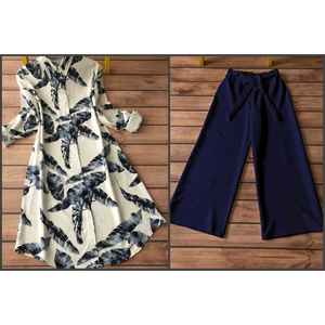 DISEÑADOR RAYON DIGITAL PRINT TRABAJO TOP PALAZZO AZUL MARINO - Product Image 1