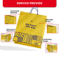 Grand sac cadeau en papier personnalisé, impression offset sur papier d'art, style luxueux, poignées torsadées, poignée longue, service OEM ODM