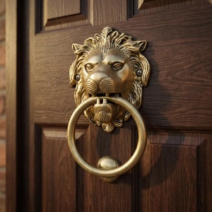 Cast Iron Industrial Lion Head <b>Door</b> Knocker Ring Oval Furniture Handle for Cabinet Drawer Wardrobe Dining Durable Design - Product Image 2