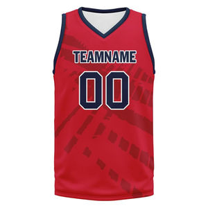 Sublimated Basketball Jersey Set Team Name 00 Red Best Quality White Mesh Moisture Wicking Unisex Adult <b>Athletic</b> Fit Custom - Product Image 2