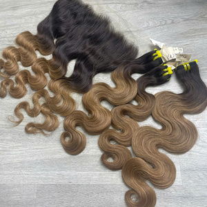 Cabello Humano Vietnamita Ondulado Ombre Smorky Color Marrón Claro de Alta Calidad Súper Doble Trama Precio al por Mayor - Product Image 5