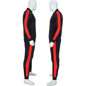 Conjunto Deportivo para Hombre, Diseño Moderno, Económico, con Franjas Laterales, Logotipo Personalizado, para Entrenamiento, Deporte, Jogging, Rojo y Negro - Product Image 4