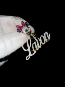 เพชรโมอิสเงิน925เย็นเหมาะสำหรับเป็นของขวัญของขวัญเริ่มต้นตัวหนังสือชื่อตัวอักษรวิบวับมิกกี้การ์ตูนนำเทรนด์สำหรับเด็ก - Product Image 6