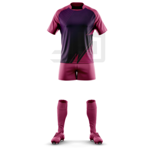 Ensemble short et maillot de rugby brodé en 3D, 100 % polyester, antibactérien, écologique et respirant, pour adultes, écoles et clubs - Product Image 1