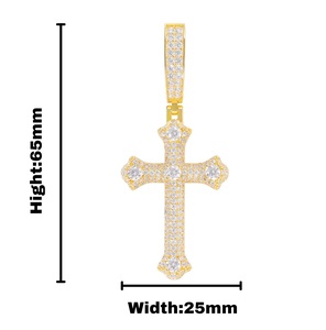 Collar con Colgante de Cruz de Plata 925 con Moissanita para Hombre, Diseño Gótico con Incrustaciones de Piedras Redondas, Joyería Religiosa de Lujo - Product Image 6