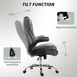 Sedia da Ufficio Direzionale Grigio Antracite con Braccioli Ribaltabili e Tessuto a Rombi, Certificata BIFMA, Struttura in Ferro - Product Image 6