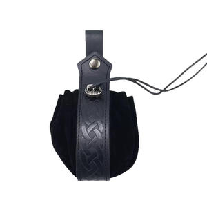 Bolsa de Dados de Cuero Redonda con Cordón, Hecha a Mano, para Guardar Dados de DND, Estilo Clásico, Marrón y Negro - Product Image 4