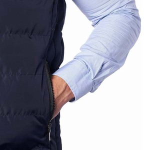 Gilets bleu marine pour hommes, veste sans manches zippée en polyester imperméable style urbain, prix de gros - Product Image 5