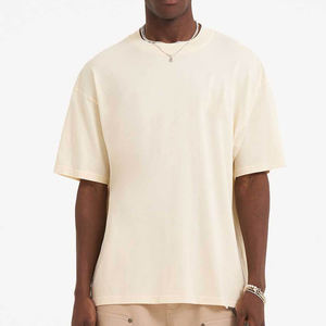 T-shirt Homme Personnalisé Coupe Boxy Oversize en Coton, Épaules Tombantes, Style Streetwear, Col Rond Côtelé Uni – Vente en Gros - Product Image 1