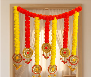 Décorations suspendues en tissu traditionnel avec pompons pour Diwali, entrée intérieure, décoration de la maison, multicolores, forme irrégulière - Product Image 2