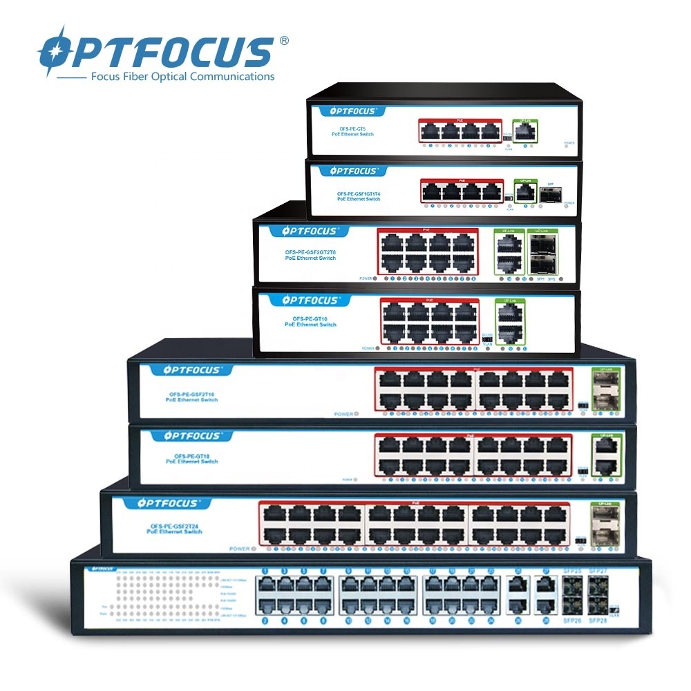 Фабричный OEM/ODM POE коммутатор 4 8 16 24 порта 10/100M ethernet волоконный коммутатор POE gigabit с 2 портами SFP
