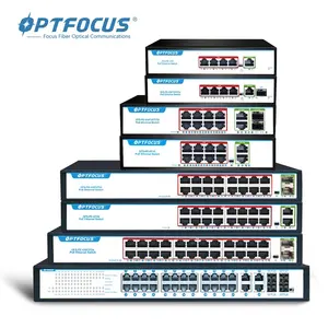 مصنع OEM/ODM POE التبديل 4 8 16 24 ميناء 10/100M مفتاح ألياف إيثرنت POE جيجابت مع 2 منافذ SFP