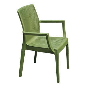 Chaise de bureau en plastique vert, chaise moderne en maille perforée, siège d'extérieur, réglage manuel - Product Image 1