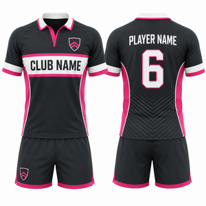 Camiseta de Fútbol con Nombre de Club, Unisex, Manga Corta, Negra, Rosa, Blanca, Sublimada, Absorbe la Humedad, Ajuste Atlético, para Adultos, Todas las Temporadas - Product Image 1