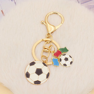 2026 New Arrive Fashion Zinc Alloy Epoxy Printed Soccer Themed Pendant for Souvenir <b>Keychain</b> Irregular Shape Sports Fan Daily - Product Image 1