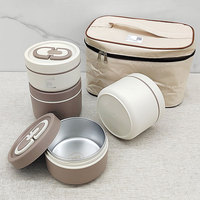 Boîte à lunch en acier inoxydable avec coque en PP, matériaux durables, boîte à repas avec sac isotherme, boîte bento