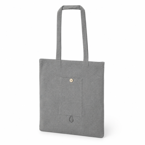 Sac de courses pliable en coton recyclé 225 GSM avec poche 38x42 cm, logo personnalisé, sac fourre-tout réutilisable, fabricant et fournisseur en gros - Product Image 2