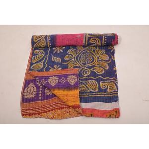 Soft Cotton Kantha Gudri Printed Vintage Washable Reversible <b>Handmade</b> <b>Quilt</b> Bedspread for Bedroom and Living Room Decor - Product Image 4