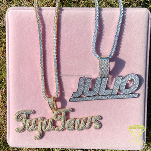 Trendy Custom <b>Name</b> Pendant VVS Moissanite Diamond Fully Iced 925 Sterling Silver Cuban Link <b>Chain</b> Personalized - Product Image 6