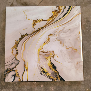 Carreaux de sol en porcelaine Carlin Gold 60x60 cm, imitation pierre brillante, style contemporain, pour salle de bain. - Product Image 5