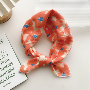 Foulard imprimé floral pour femme, écharpe carrée en coton, petit bandana mignon, foulard pour la tête 55*55CM - Product Image 5
