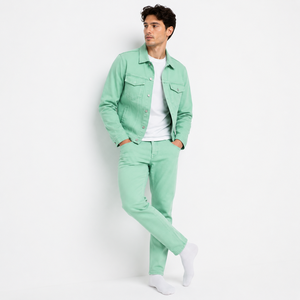 Veste en jean personnalisée pour homme, vert menthe, coupe ajustée, en coton, style streetwear décontracté, veste en jean trucker vert sauge, tendances automne-printemps - Product Image 5