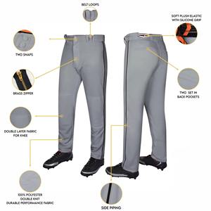 Pantalones de Béisbol Grises Premium con Tecnología de Absorción de Humedad y Material de Poliéster Resistente para Juego Competitivo y Práctica - Product Image 6