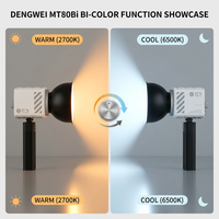 DENGWEI MT80Bi 80W Lampe vidéo COB bicolore portable 2700K-6500K CRI 96+ Lumière LED portable pour photographie en extérieur et en studio