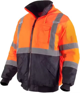 2026 Cheap Price High Visibility Safety <b>Jacket</b> Class 2 Waterproof Orange Reflective Work Bomber Coat with Fur Collar - Product Image 5