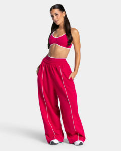 Pantalones Deportivos Anchos de Mujer, Color Rojo Coral Pintado, 100% Algodón, Ecológicos, Transpirables, Casuales, para Calle, Gimnasio y Descanso - Product Image 2