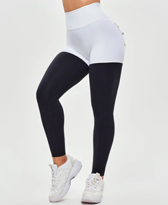 Womens Lightweight High Waist Contrast Stitch Yoga <b>Leggings</b> Full Length Solid Color Four-Way Stretch Seamless Elastic Waist Pant - Product Image 1