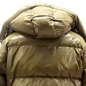 Men's Winter Hooded Puffer Jacket Gold Color Solid Down Filling Windproof Casual Style Zipper Closure Regular Fit - Product Image 5
