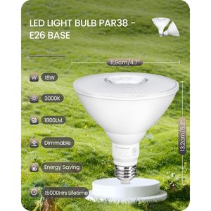 Confezione da 2 Lampade LED da Esterno Dimmerabili IP65 PAR38 Equivalente a 120W per Patio, Giardino, Portico, Vialetto, Garage - Product Image 5