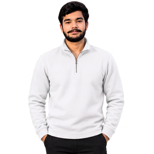 Sweat-shirt demi-zip en molleton bouclette épais, style streetwear, vente en gros, direct usine - Product Image 1