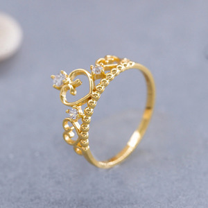 Yellow Gold Heart <b>Crown</b> Lab Grown Diamond <b>Ring</b> - Product Image 6