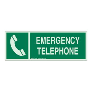 Panneau de signalisation téléphonique d'urgence photoluminescent BradyGlo en PVC pour intérieur/extérieur, pour zones téléphoniques d'urgence - Product Image 1