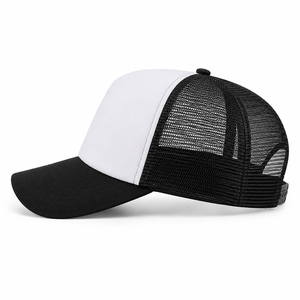 Summer Custom Trucker Bomber <b>Hat</b> Canvas Polyester Plain Solid Color Mesh Cap 6-Panel High Profile Foam Back Snapback Adjustable - Product Image 1