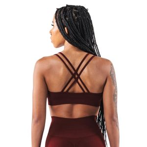 Sujetador Deportivo con Escote Profundo en V para Mujer, Color Borgoña, Ligero, Absorbe la Humedad, para Gimnasio, Fitness, Ejercicio y Entrenamiento - Product Image 2