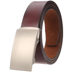 Formal <b>Black</b> Leather <b>Belt</b> With Steel Plate Buckle For Men - Product Image 6