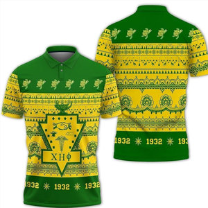 Polo à manches courtes pour homme Chi Eta Phi, motif à carreaux vert et jaune, impression par sublimation, coupe décontractée, respirant - Product Image 6