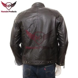 Chaqueta de Cuero Genuino Negra para Hombre, Corte Ajustado, Estilo Motero, Cafe Racer, de Piel Vacuna, con Hombreras Acolchadas, Diseño Clásico y Personalizado - Product Image 5