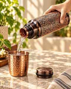 Juego de Botellas de Agua de Cobre Hechas a Mano, Modernas y de Lujo, Aptas para Lavavajillas y Microondas, Aisladas al Vacío, Inteligentes, a Prueba de Fugas, Personalizables, para Regalo - Product Image 5