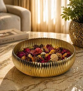 Bol décoratif rond en métal finition or pour bougies flottantes, fleurs, décoration intérieure, centre de table, cadeau de pendaison de crémaillère, mariage et festival - Product Image 4